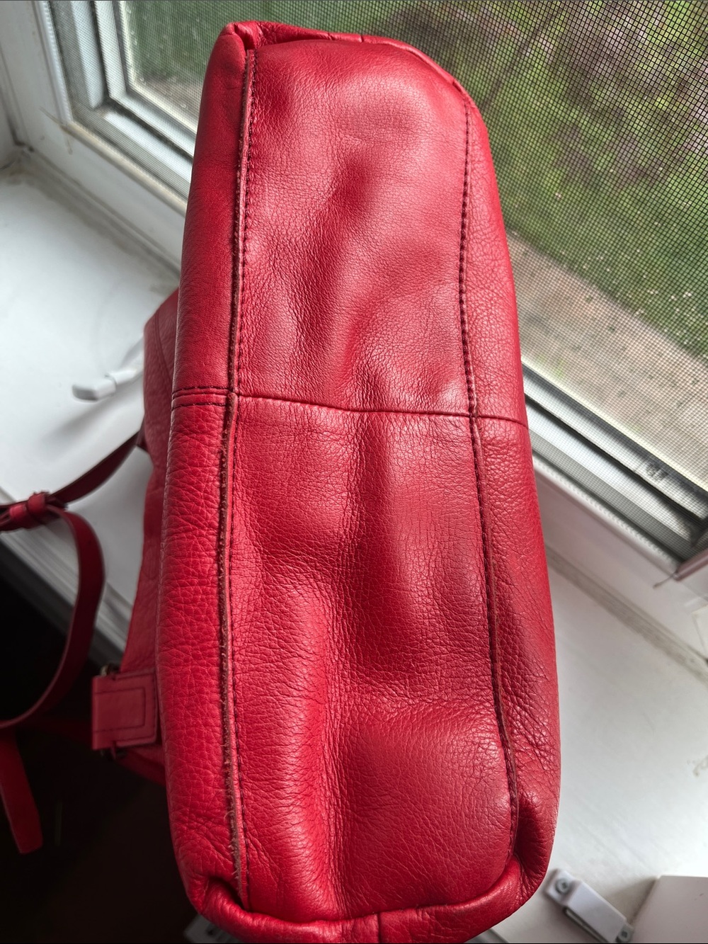 American Leather Co. Red Leather Shoulder Bag with Front Zip Pocket - Picture 16 of 16